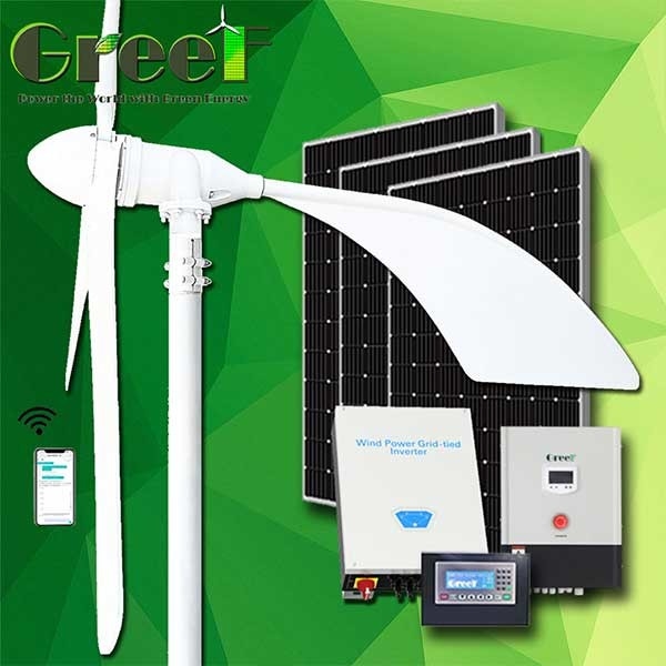 1KW 220V লো স্টার্ট স্পিড অনুভূমিক উইন্ড টারবাইন সম্পূর্ণ হাইব্রিড অফ গ্রিড সিস্টেমে