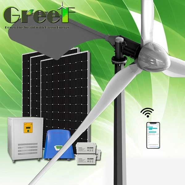 1KW 220V লো স্টার্ট স্পিড অনুভূমিক উইন্ড টারবাইন সম্পূর্ণ হাইব্রিড অফ গ্রিড সিস্টেমে
