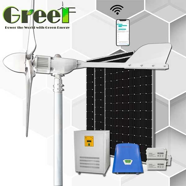 বাড়ির বিদ্যুতের জন্য 2KW মিনি অন/অফ-গ্রিড সোলার হাইব্রিড উইন্ড জেনারেটর টারবাইন