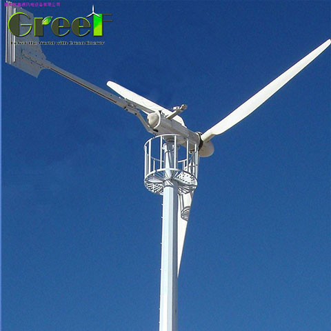 400RPM নামমাত্র গতি 5-30kW নামমাত্র শক্তি চাহিদা জন্য সাদা রঙের অনুভূমিক বায়ু টারবাইন