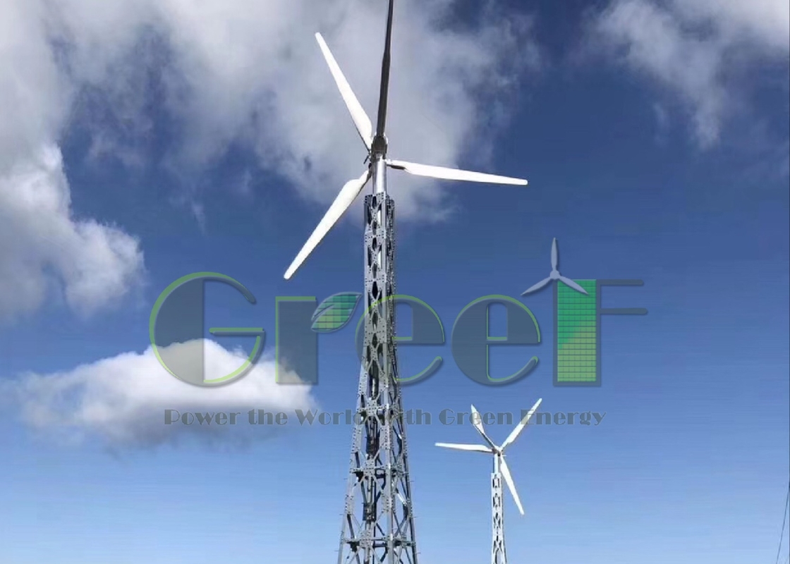 অটো ব্রেক স্টপ পদ্ধতি FRP ব্লেড এবং 5-30kW নামমাত্র শক্তি সহ অনুভূমিক বায়ু টারবাইন