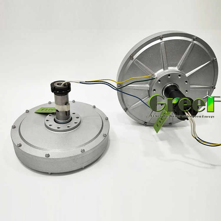 200w 1kw 3kw 5kw 48v 100rpm 200rpm বায়ু টারবাইন ব্যবহারের জন্য উচ্চ-পারফরম্যান্স ডিস্ক কোরলেস স্থায়ী চুম্বক অল্টারনেটর
