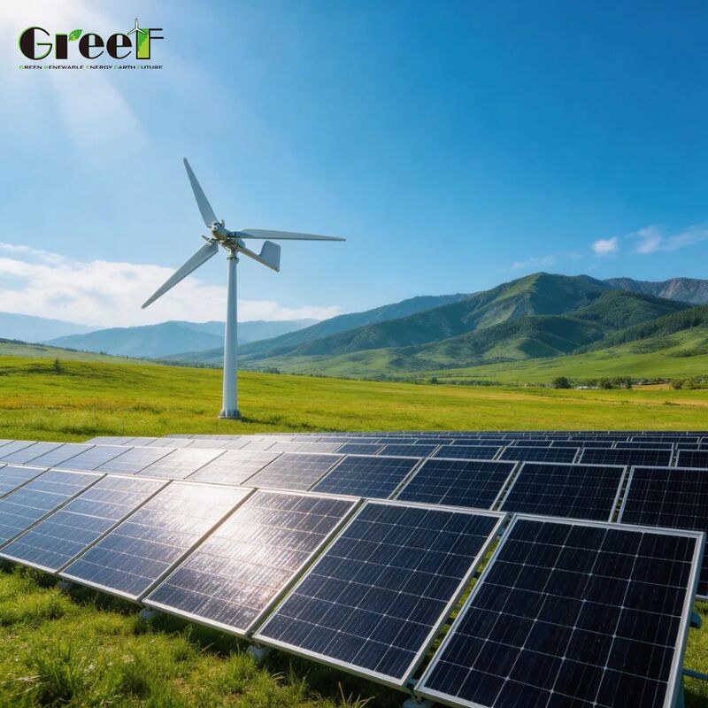 গ্রাউন্ড মাউন্ট হাইব্রিড উইন্ড সোলার সিস্টেম নেট মিটারিং আইপি 66 সুরক্ষা এবং লাইফপো 4 ব্যাটারি সহ বড় আকারের শক্তি সমাধানের জন্য